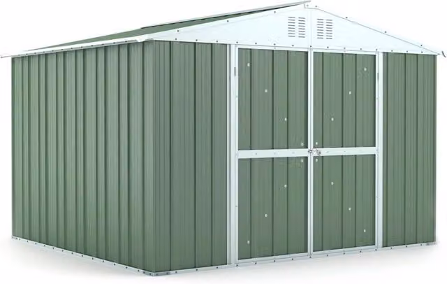 Casetta Box da Giardino in Lamiera di Acciaio Porta Utensili 327x269x217 cm Enaudi Verde