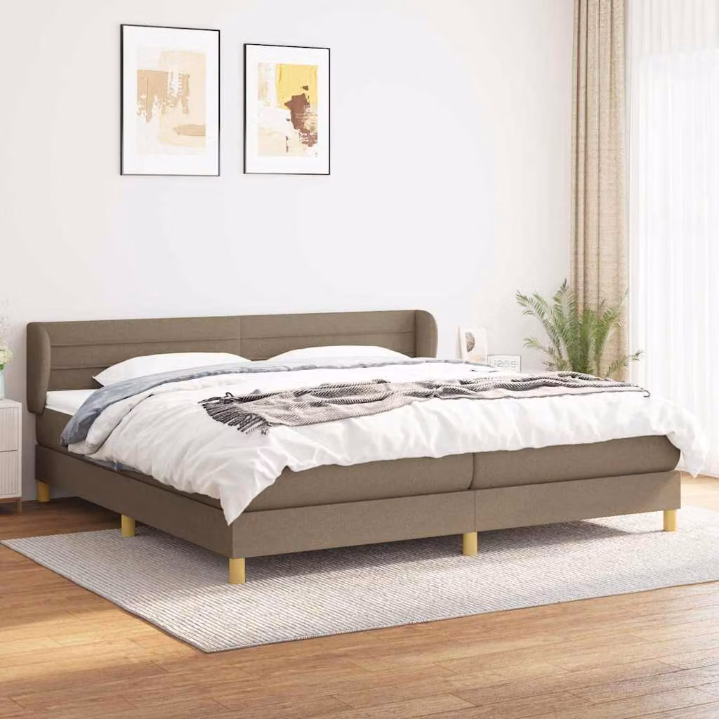 vidaXL Letto Ibrido con Giroletto a Molle e Materasso in Tessuto, L/P: 200 x 200 cm, Colore Tortora