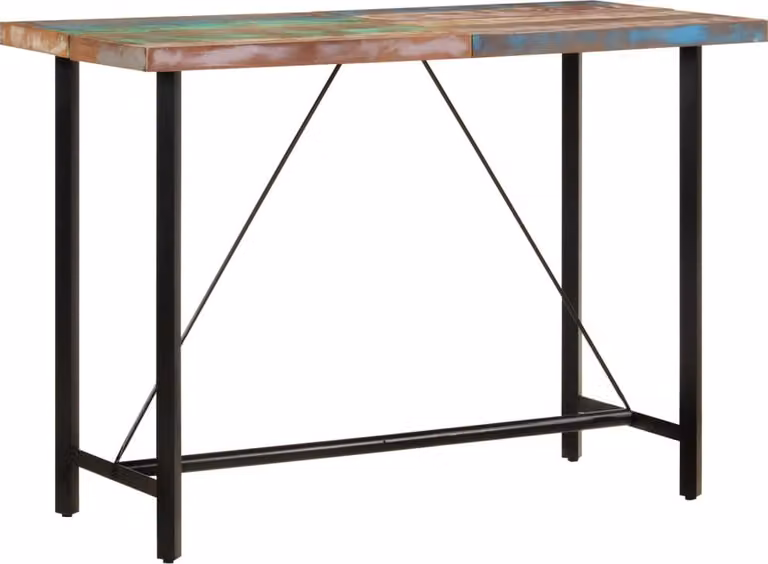 Maison Exclusive - Tavolo da bar, dimensioni 150x70x107 cm, in legno massello e ferro, con finitura effetto legno anticato