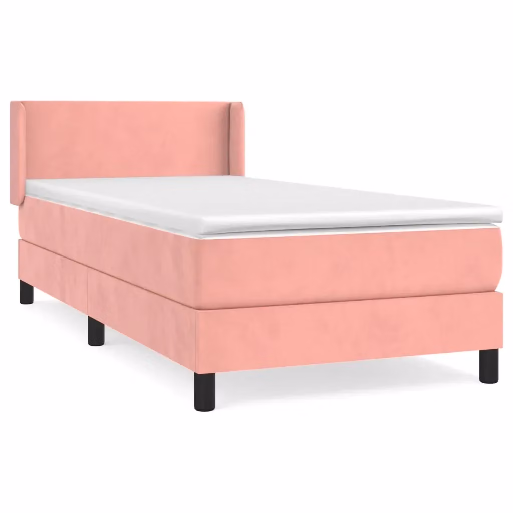 vidaXL Giroletto a Molle con Materasso Ibrido in Velluto Rosa e Bianco, L/P/H: 203 x 103 x 88 cm – 2