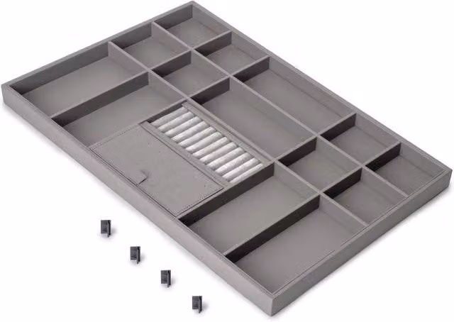 Telaio per accessori armadio Quartz Emuca con guide a estrazione totale e chiusura morbida, Grigio, L: 937-963 mm