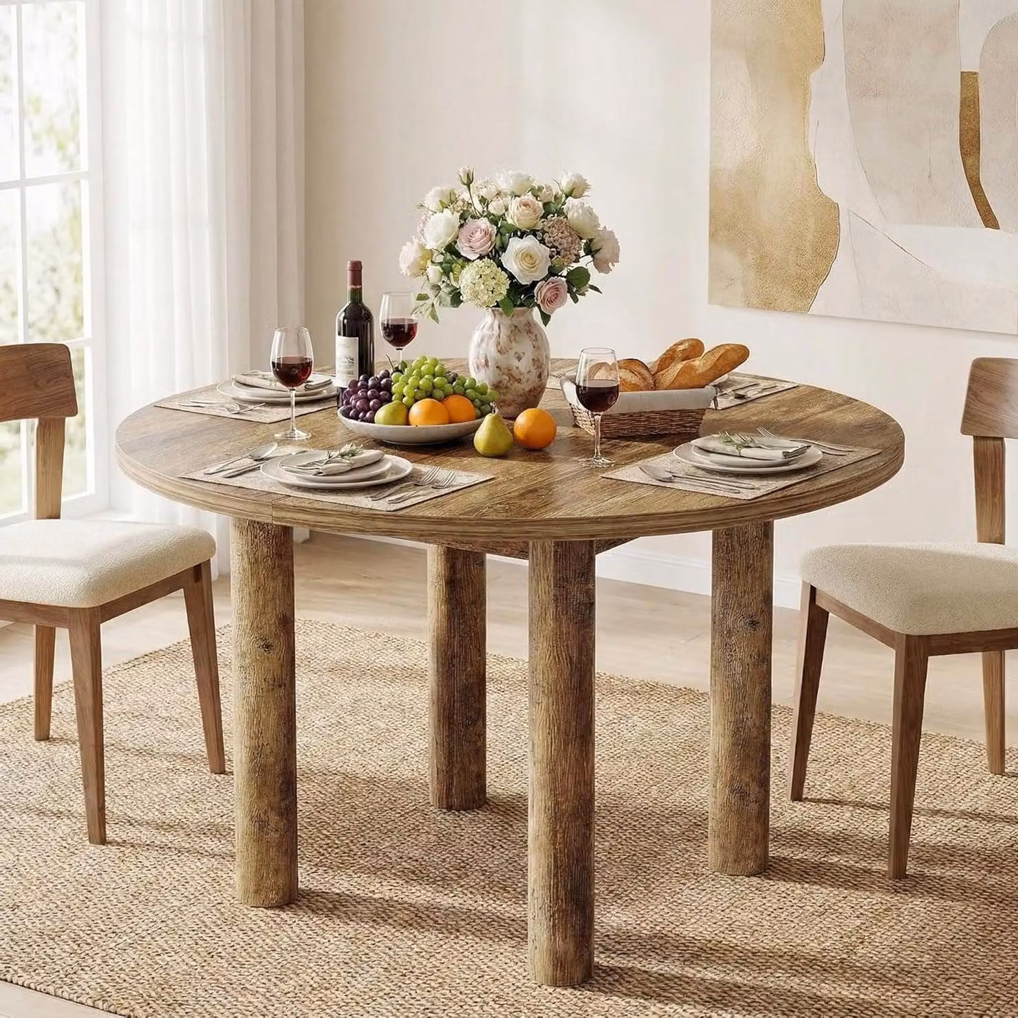 Tavolo rotondo da pranzo - Tavolo rotondo - Tavolo da cucina - Tavolo in legno - Tavolo da pranzo per 4 persone - Diametro 100 cm
