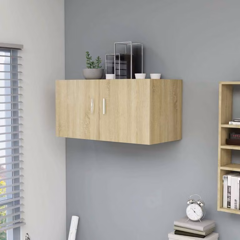 Armadietto da Parete vidaXL in Rovere con Ante a Battente, L: 80 cm, P: 39 cm, H: 40 cm