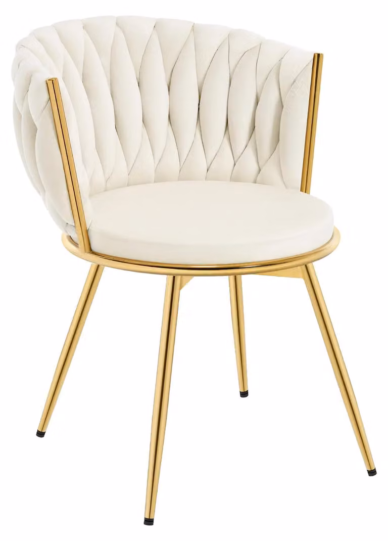 Sedie da pranzo, set da 2 - Sedie da pranzo girevoli - Imbottite - In velluto - Gambe in metallo - Design moderno - 59,5 x 60,5 x 78 cm - Beige