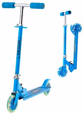 Monopattino a spinta VEVOR per bambini con ruote luminose, manubrio regolabile e telaio pieghevole, colore blu