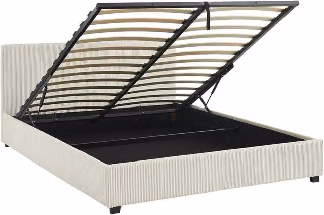 Letto a cassettone con rete a doghe 160x200cm, velluto a coste grosse,