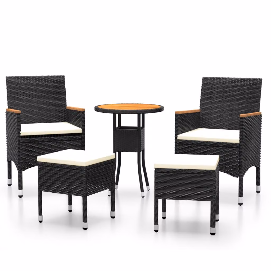 Set Salotto da Giardino 5 pz in Polyrattan Nero