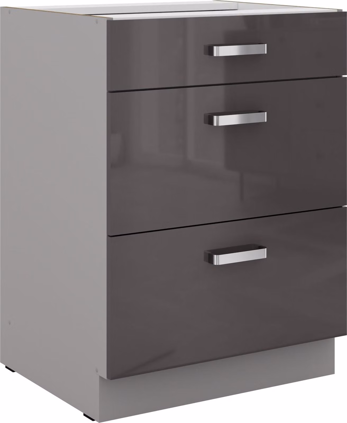 Base cucina 60 cm grigio lucido ad estrazione totale soft-close Grey Bianca