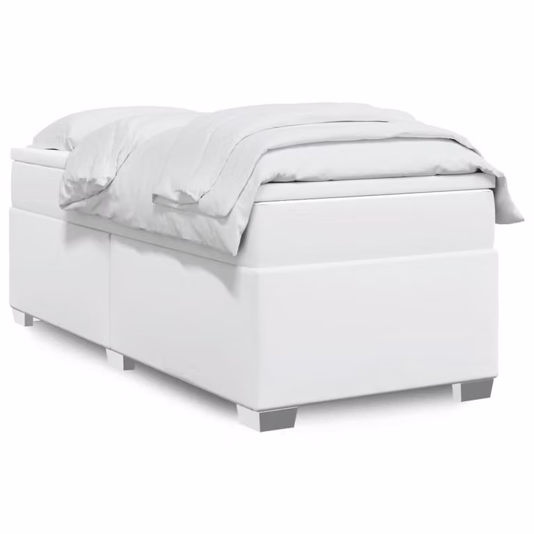 vidaXL Giroletto a Molle con Materasso Bianco in Similpelle, L/P/H: 90 x 200 cm
