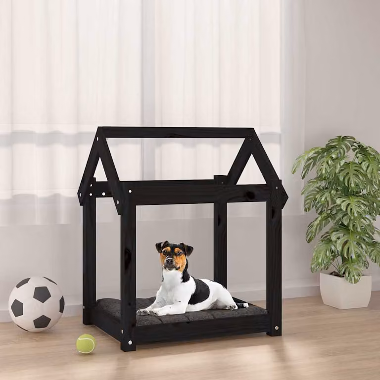Cuccia per cani vidaXL in legno di pino nero L: 61 cm, P: 50 cm, H: 70 cm