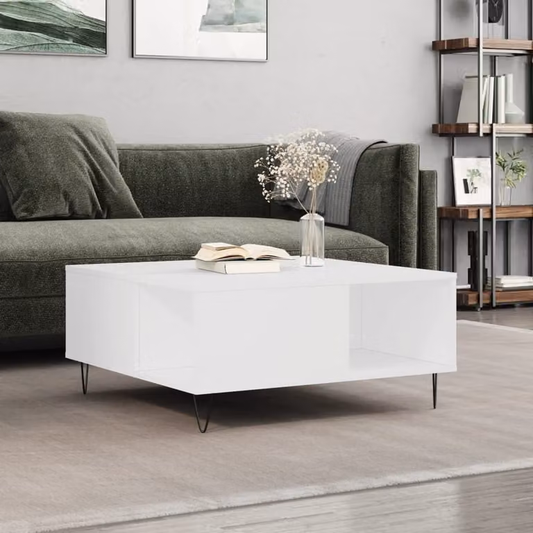 Maison Exclusive - Tavolino bianco 80x80x36,5 cm Materiale ligneo
