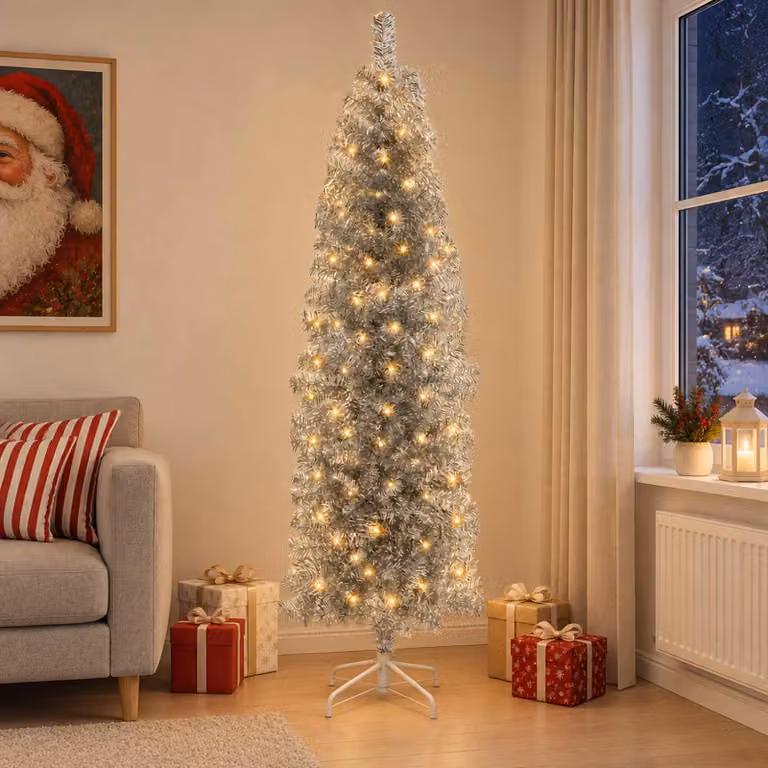 vidaXL Albero di Natale Artificiale Sottile 180 cm 300 LED