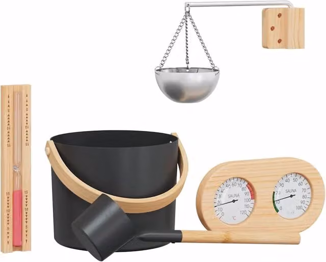 Set di 5 accessori per sauna DESIGN IN in legno e alluminio colore nero CFW8667600
