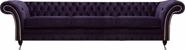 Design Chesterfield Wohnzimmer Dreisitzer Sofa Couch Lila Polstermöbel