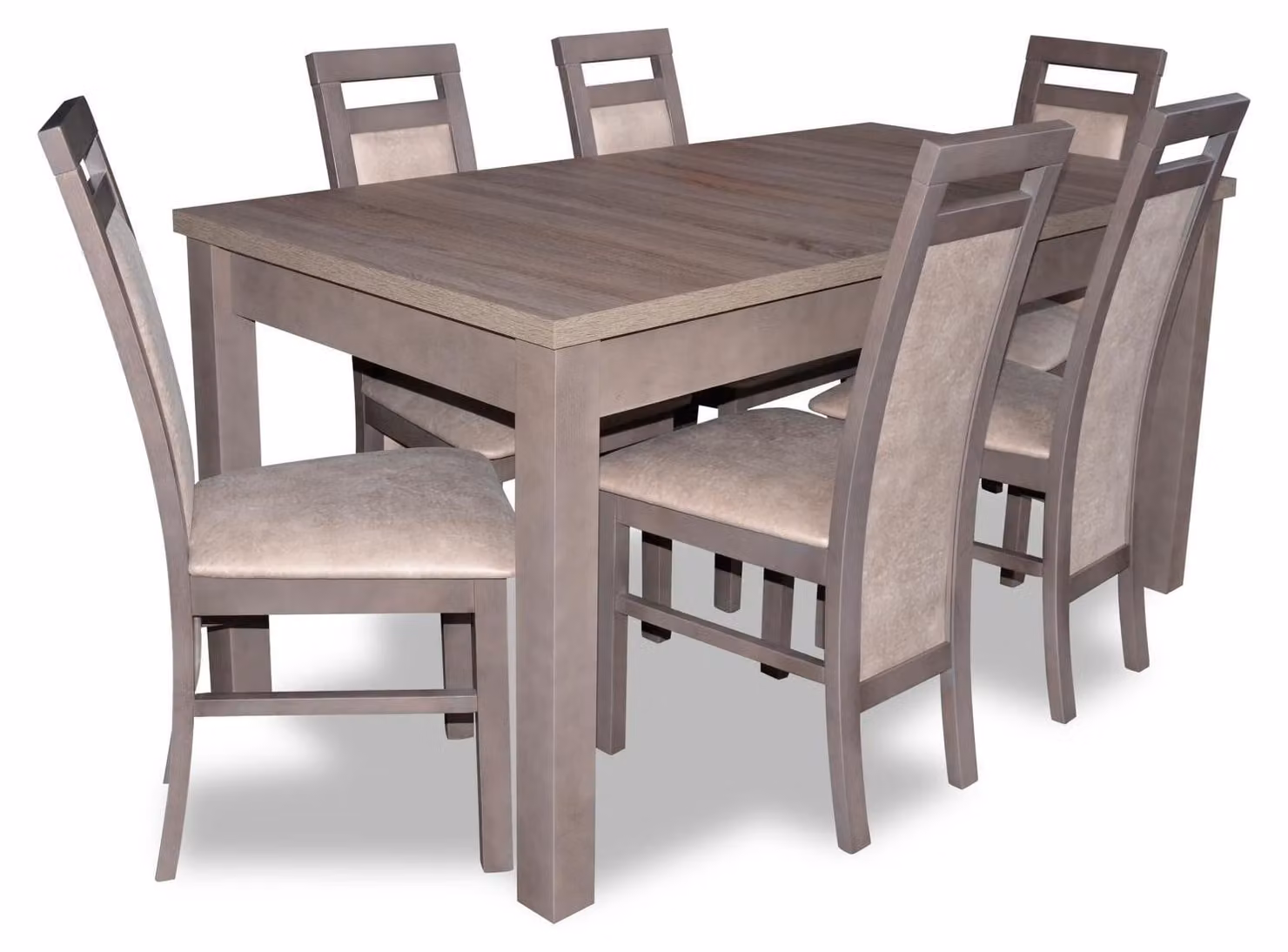 Edel Holz Tisch Set Garnitur 7tlg. Wohn Ess Zimmer 6x Sessel Stuhl Sitz Polster