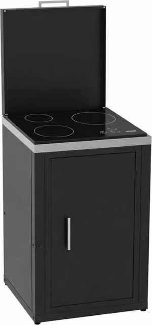 Modulo Cucina da Esterno con piano cottura ad induzione 3 fuochi 60,7x60,7cm h94cm con anta e coperchio