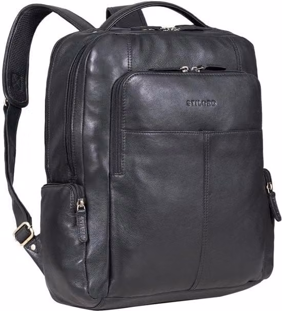 Borsa da lavoro in pelle autentica senza nome, Modello: Sigrid, Dimensioni: per laptop da 17 pollici, Borsa da lavoro per donne e uomini, Borsa da lavoro professionale in pelle nera.
