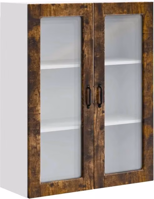 Armadio da parete per cucina moderno contenitore pratico 80 x 31 x 100 cm in legno ingegnerizzato rovere fumo 02_0054497