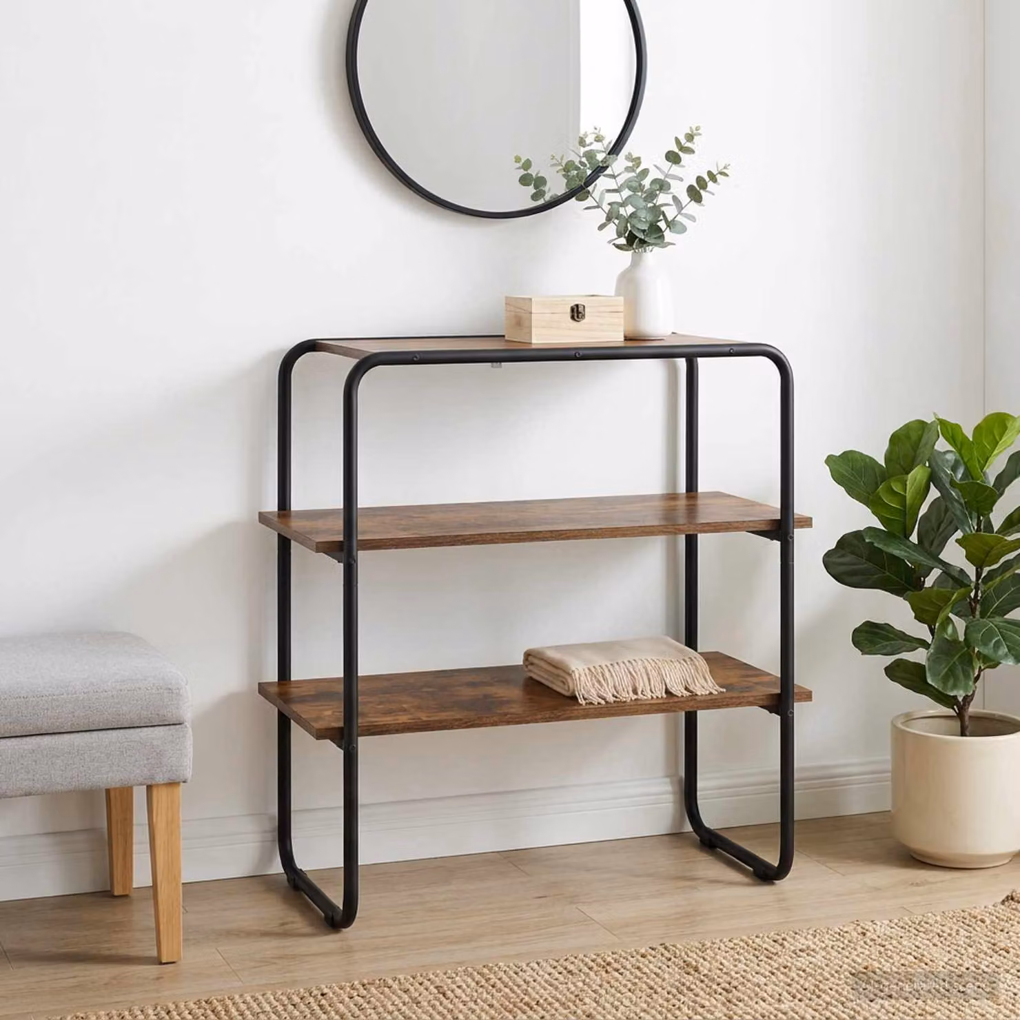 vidaXL Tavolo consolle moderno in rovere marrone L: 80 cm, P: 41 cm, H: 75 cm