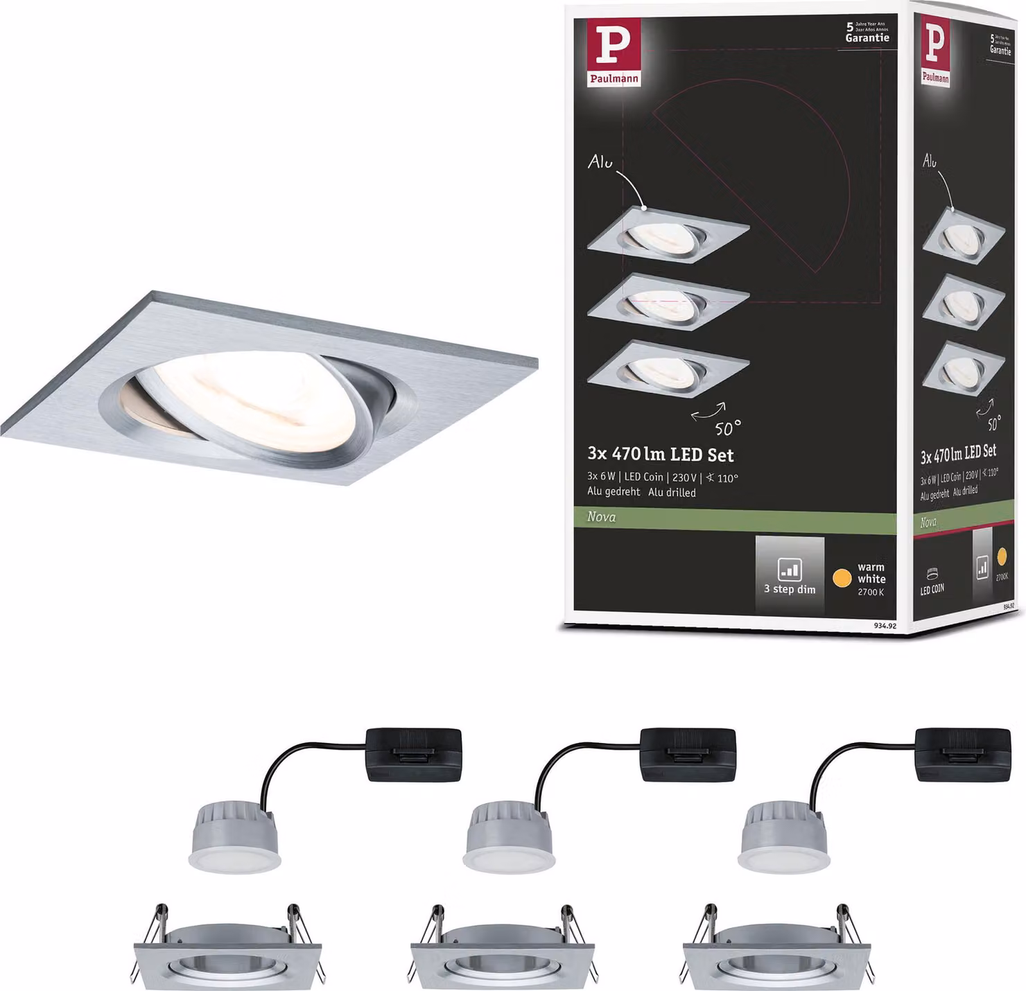 Paulmann Luce da incasso LED Nova basic set orientabile