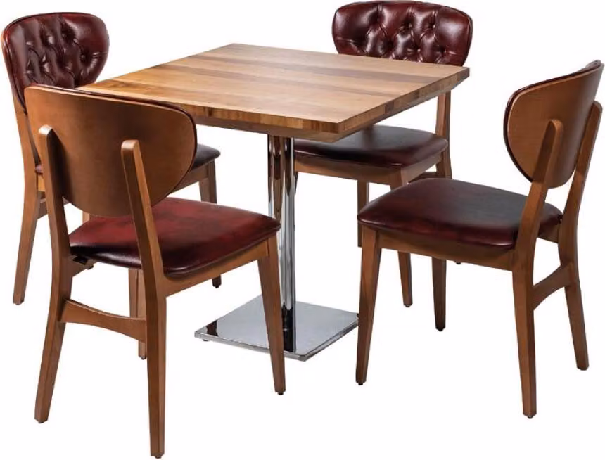 Essgarnitur Tisch + x Chesterfield Lehnstuhl Stuhl Set Gruppe Essgruppe 5tlg.