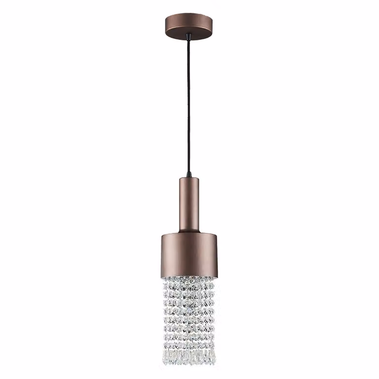 Lampada a sospensione LED GERRO 12W, 4000K, caffè/chiaro, Ø: 14 H: 162 cm