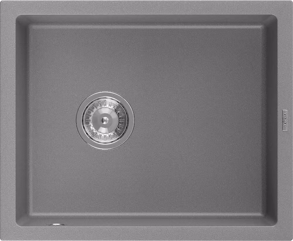 Mexen Pedro lavello in granito 1-vasca 560 x 460 mm, grigio, sifone cromato - 6508561000-71