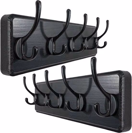Set di 2 stecchi per appendiabiti con 5 ganci neri