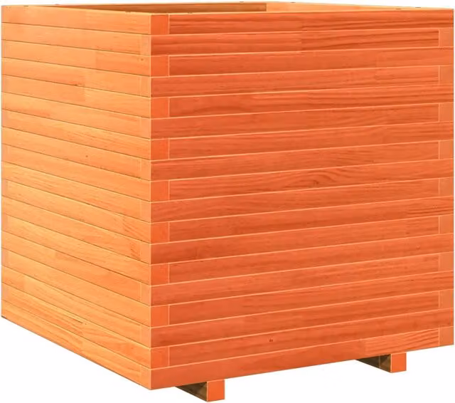Fioriera | Cassetta per fiori | Vaso Giardino Marrone Cera 70x70x72 cm Legno Massello Pino