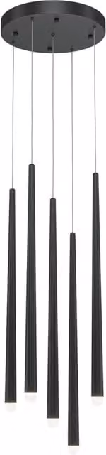 Lampadario A Sospensione Moderno Cascade Alluminio Nero 5 Luci Led 30W