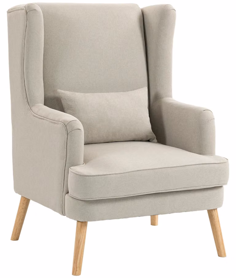 Poltrona HOMCOM con schienale alto, seduta ampia, cuscino lombare, color beige