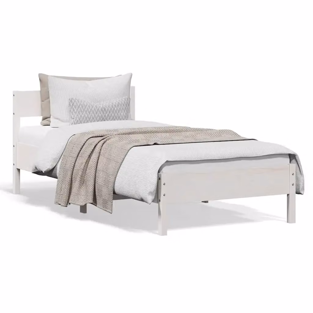 Struttura Letto Design Mania in Legno Massello di Pino Bianco Lacquered, L/P/H: 90 x 190 x 71.5 cm – 2