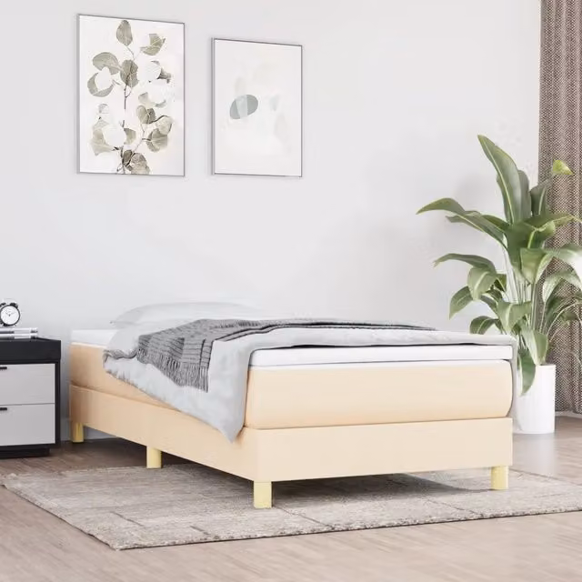 Letto Ibrido con Giroletto a Molle e Materasso vidaXL, Colore Beige e Bianco, L/P: 100 x 200 cm