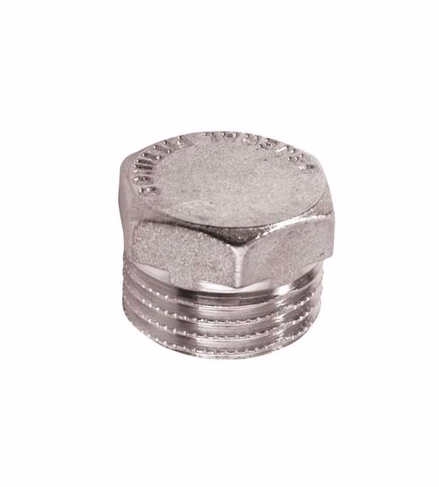 Tappo esagonale filettato Idro Bric in ottone cromato argento 1/2" – 1