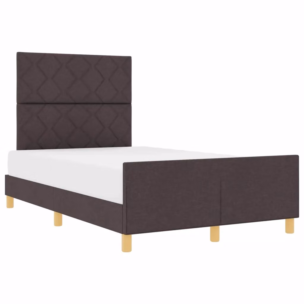 Struttura letto moderna vidaXL in tessuto e legno marrone L 120 x P 200 cm – 2