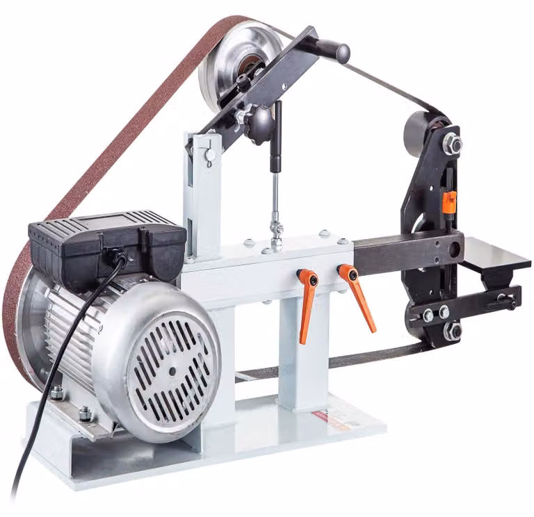 Levigatrice a nastro elettrica regolabile, dotata di un motore da 1,5 kW e realizzata in acciaio, ideale per la lucidatura di utensili