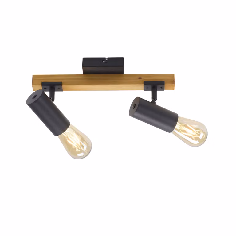 JUST LIGHT LED Plafona PILON in stile retrò, adatta per il montaggio a parete e a soffitto, teste dei faretti orientabili in altezza e in inclinazione, colore nero. Ideale per soggiorno, camera da letto, sala da pranzo, studio e corridoio.