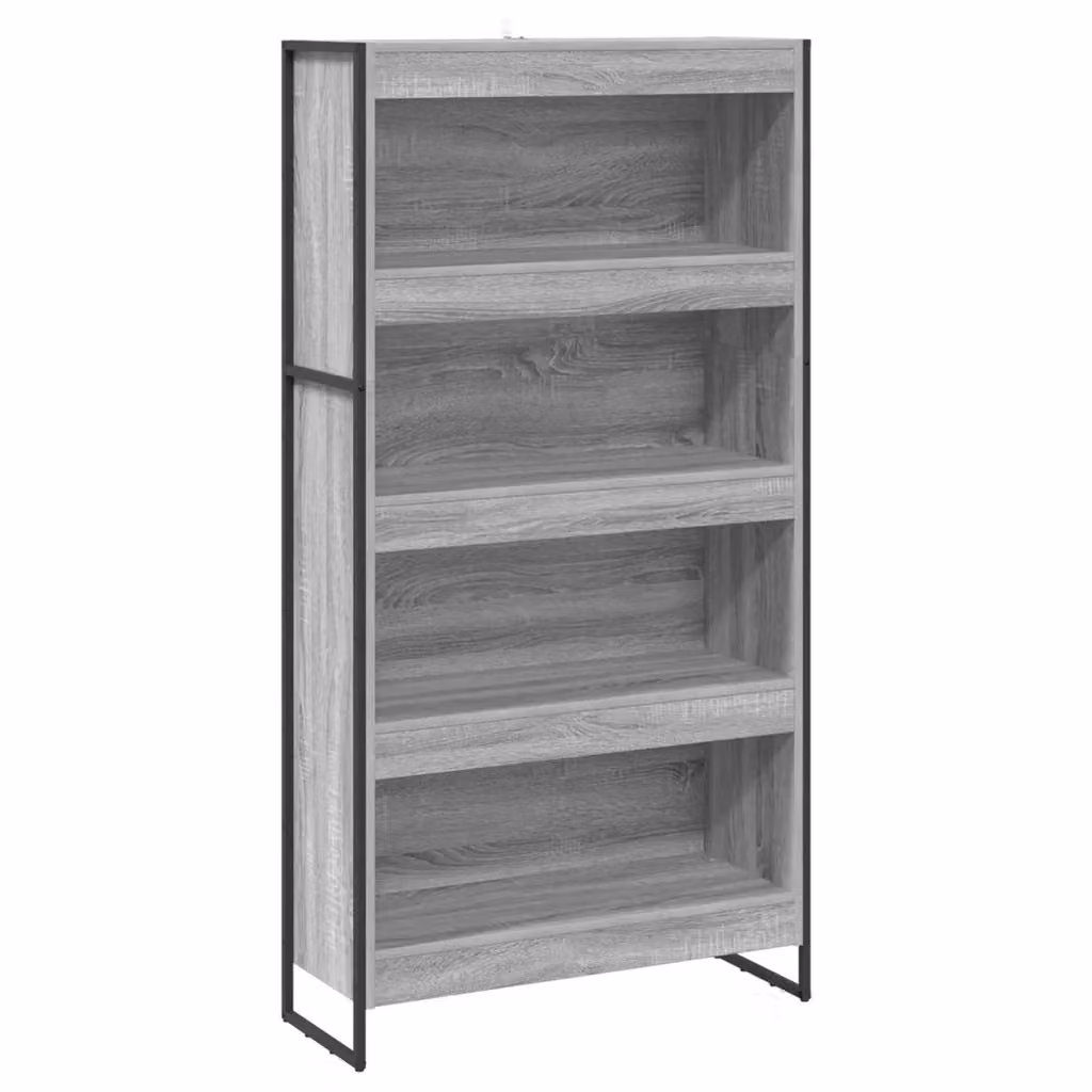 Armadio per libri industrial vidaXL in legno MDF e metallo grigio L: 80 cm, P: 30 cm, H: 155 cm – 2