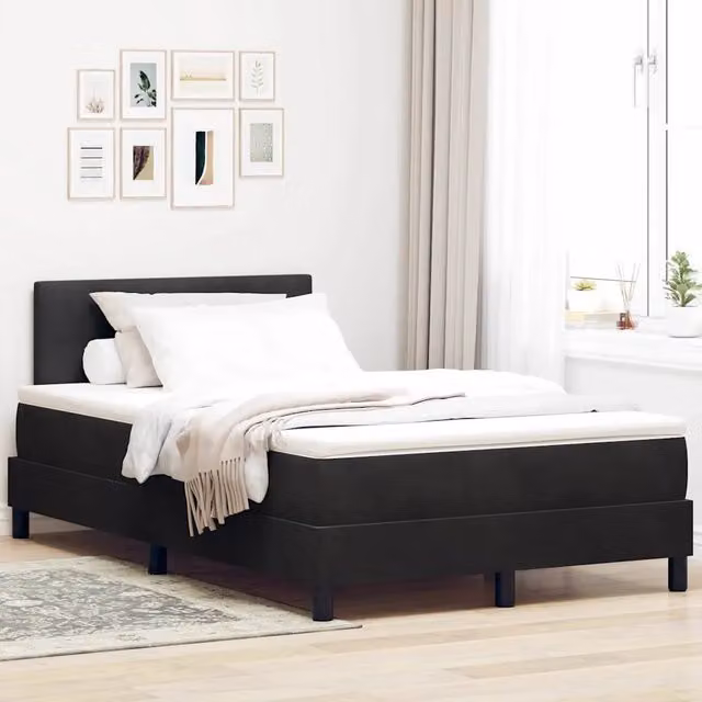 Letto moderno con struttura imbottita in velluto nero e materasso vidaXL L/P: 120 x 200 cm