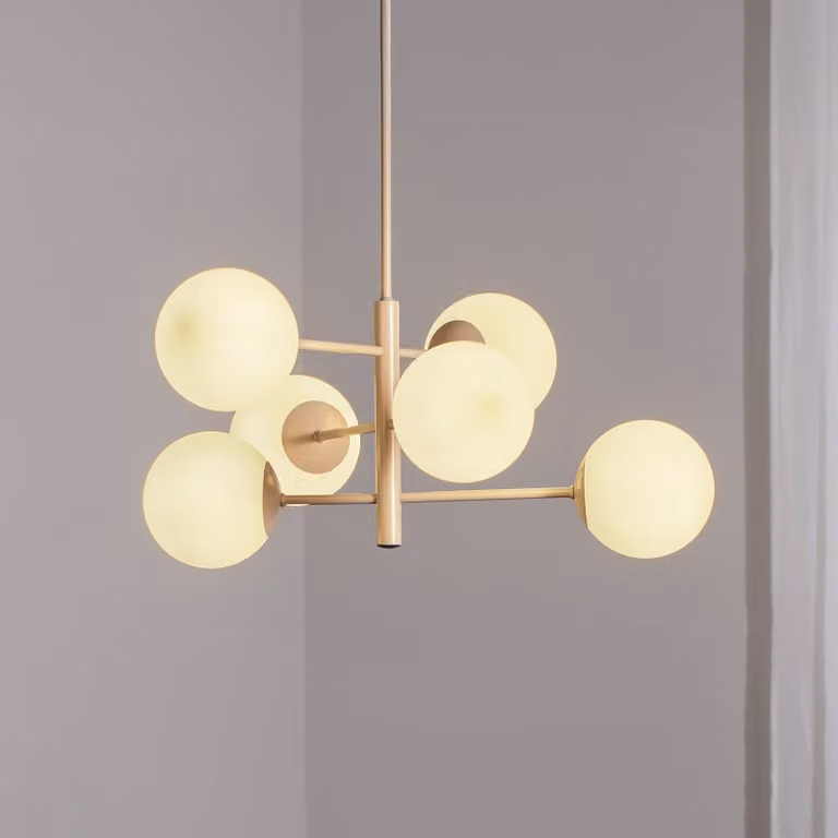 Lampada a sospensione in vetro Aurora Domiluce, dimmerabile, Crema / Ambra, Soggiorno / Sala da pranzo, Vetro, Lampada a sospensione