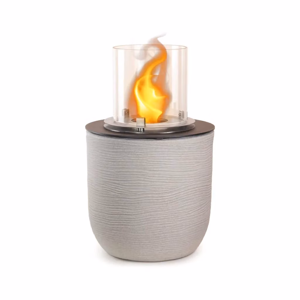 Camino a bioetanolo Agazzano DMORA, Caminetto ecologico senza fumo, Grigio chiaro, L 35 x P 35 x H 55 cm – 2