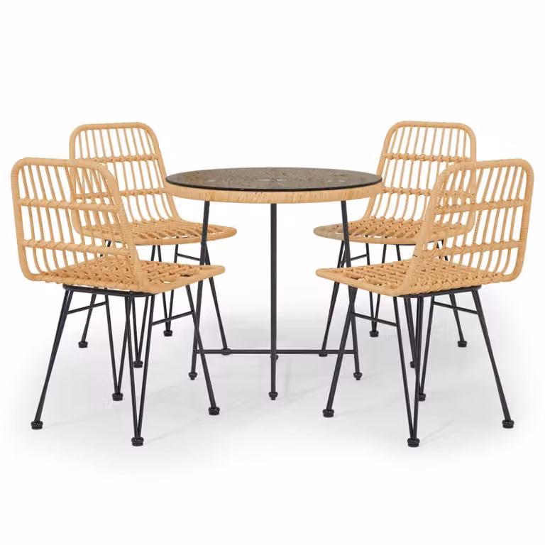 Set da Pranzo da Giardino 5 pz in Polyrattan