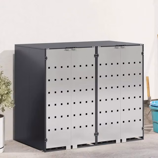 Contenitore per Rifiuti per 3 Bidoni Acciaio Inox Antracite 3394778