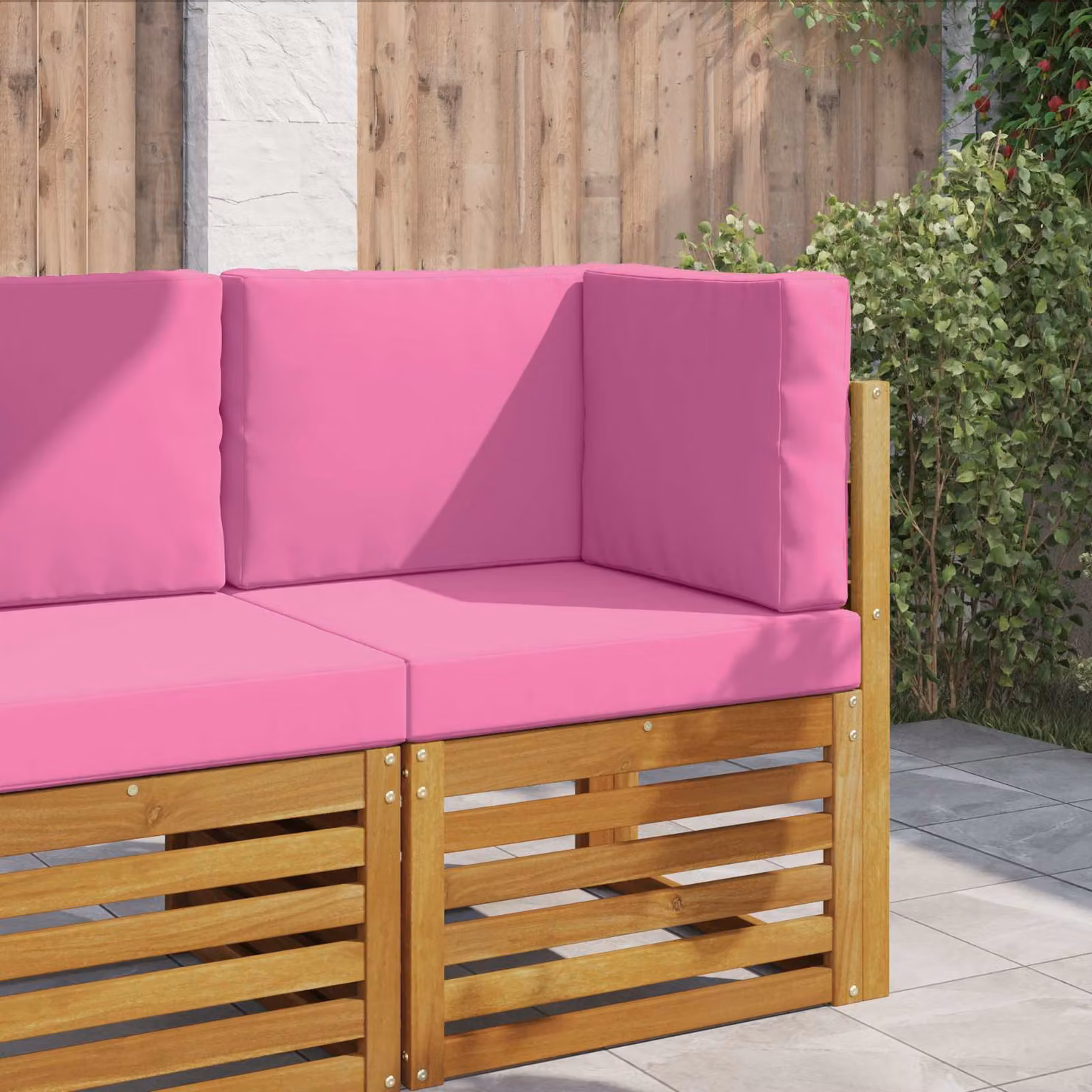 vidaXL Cuscino per divano da esterno rosa in poliestere con fodera rimovibile L 60 cm x P 60 cm x H 60 cm