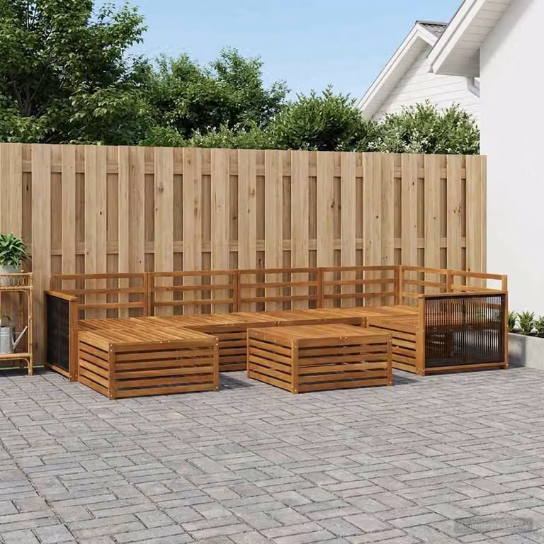 Set di divani da esterno moderno vidaXL in legno di acacia, 7 pezzi, colore marrone naturale