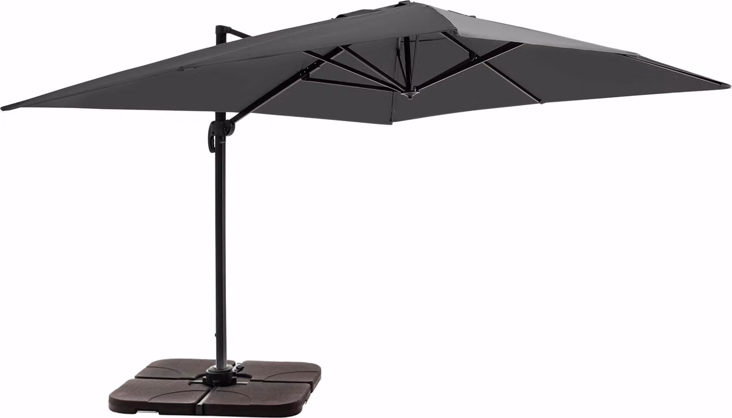 Ombrellone 4x3m 360° incl. + 4 marmette da riempire grigio - Oviala Caserta
