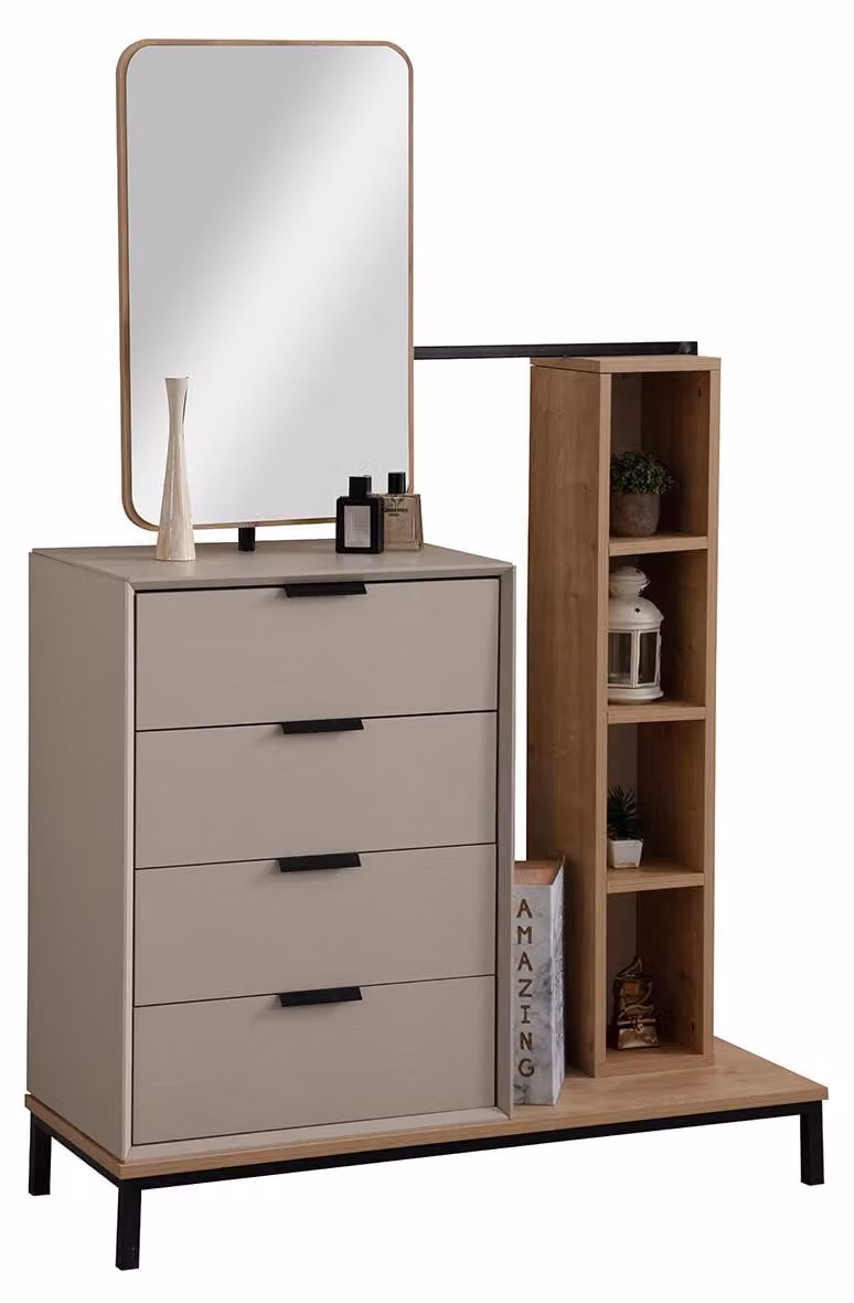 Beiger Schminktisch Holz Kosmetiktisch Designer Schlafzimmer Möbel