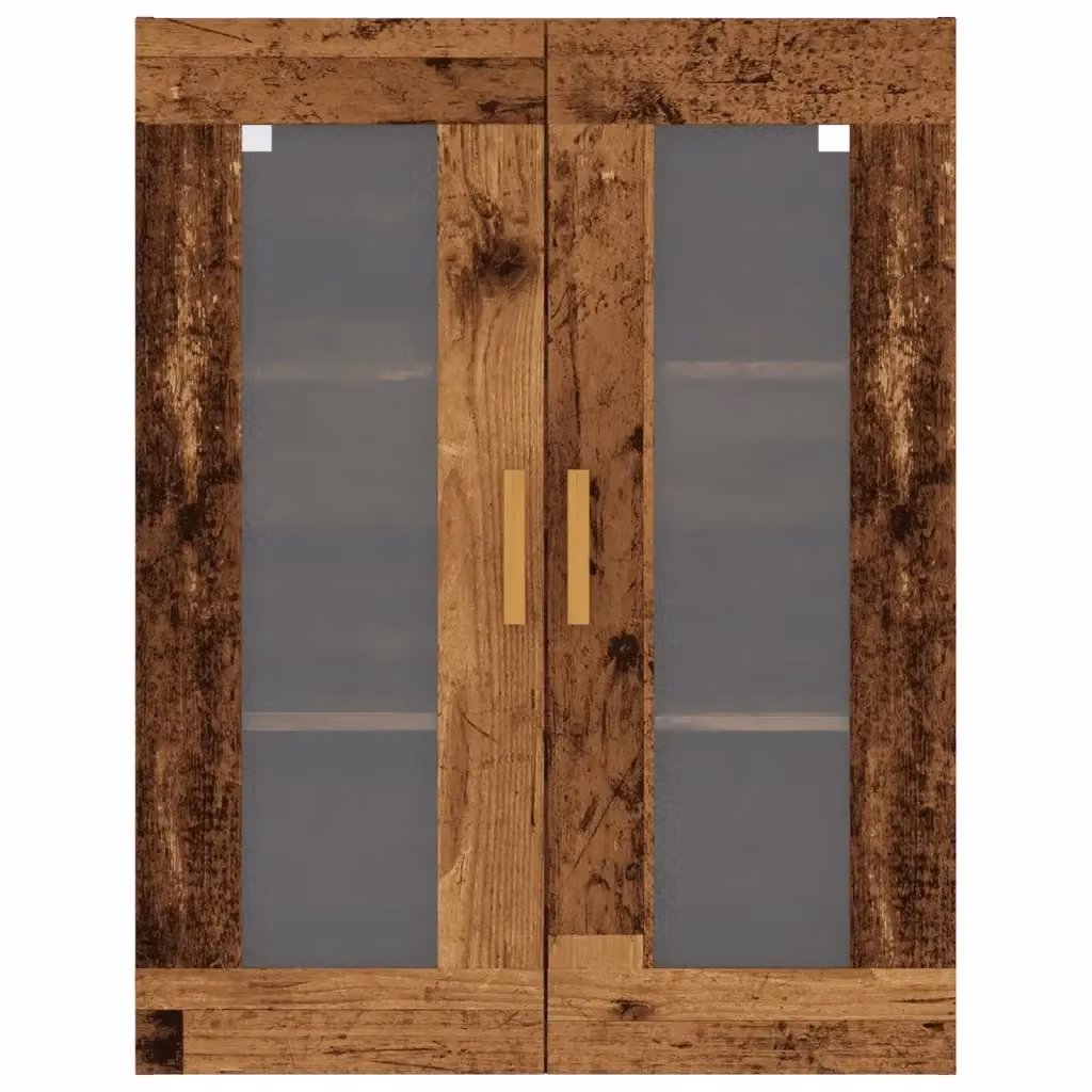 Mobile contenitore a parete vintage HELLOSHOP26 in legno e vetro marrone L: 69,5 cm, P: 34 cm, H: 90 cm – 2