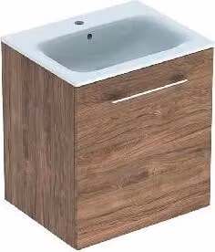 Geberit Selnova Square - Mobile lavabo 635x588x480 mm, con lavabo, 1 anta, noce hickory 501.254.00.1