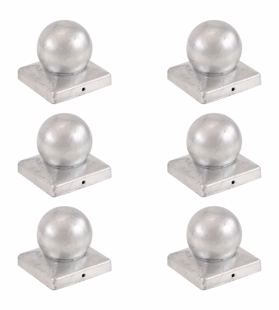 Tappi Pali 6 pz Estremità a Globo in Metallo Zincato 101x101 mm